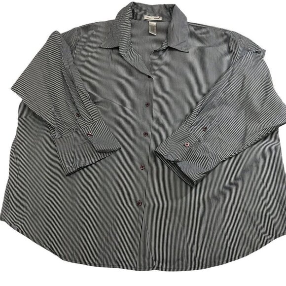 edward🖤grey Stripe Button Down Blouse Top Size 2X - Picture 6 of 10